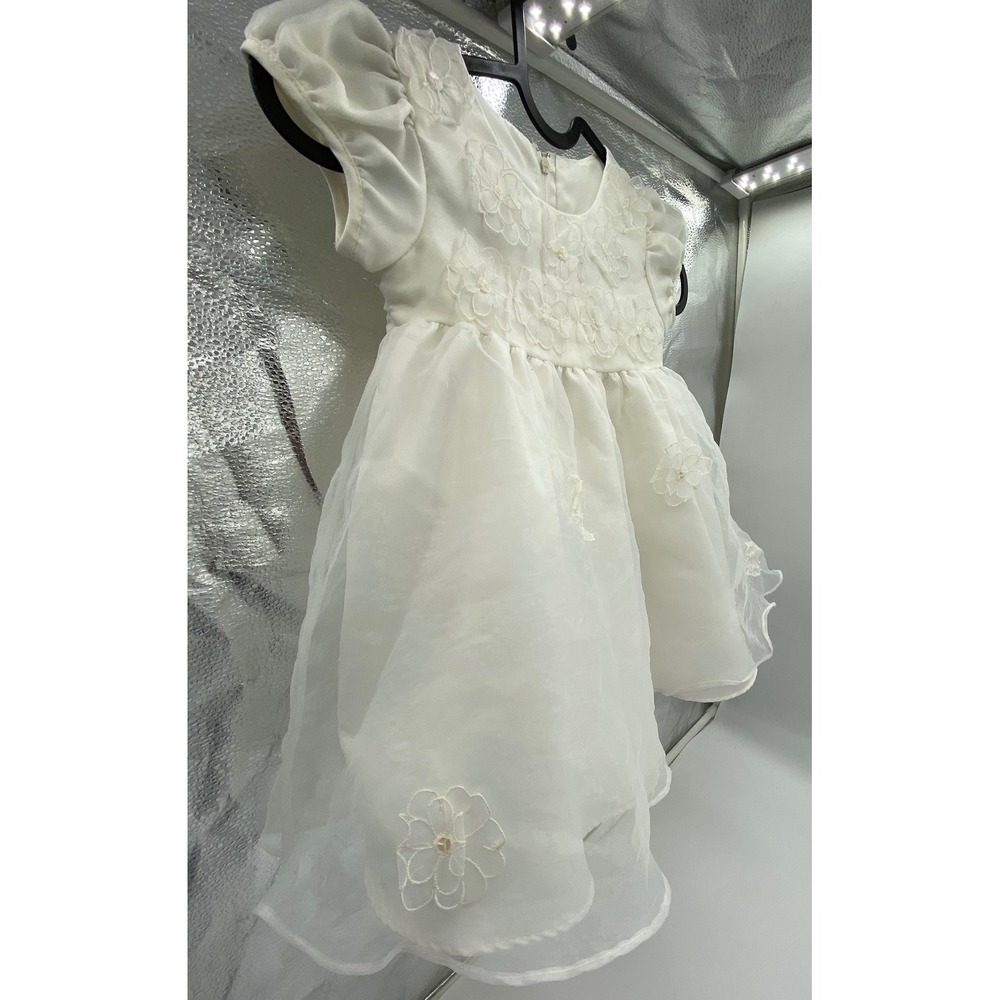 Bonnie Baby Ivory Floral Applique Organza Special Occasion Dress 24M